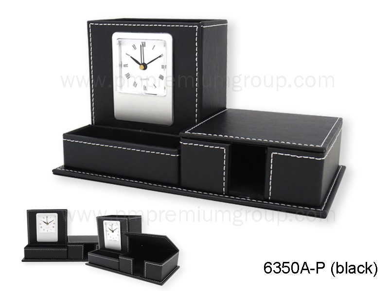 นาฬิกากล่องหนังตั้งโต๊ะ 6350A-R