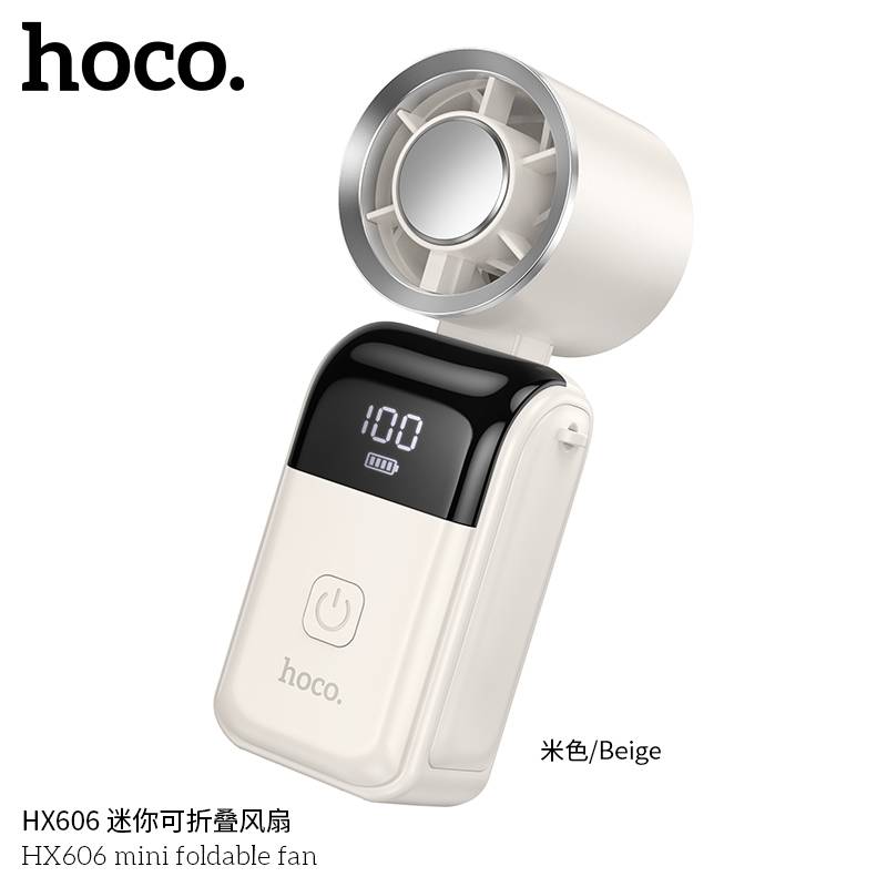 Hoco HX606 – Foldable fan พัดลมมือถือ สีขาว