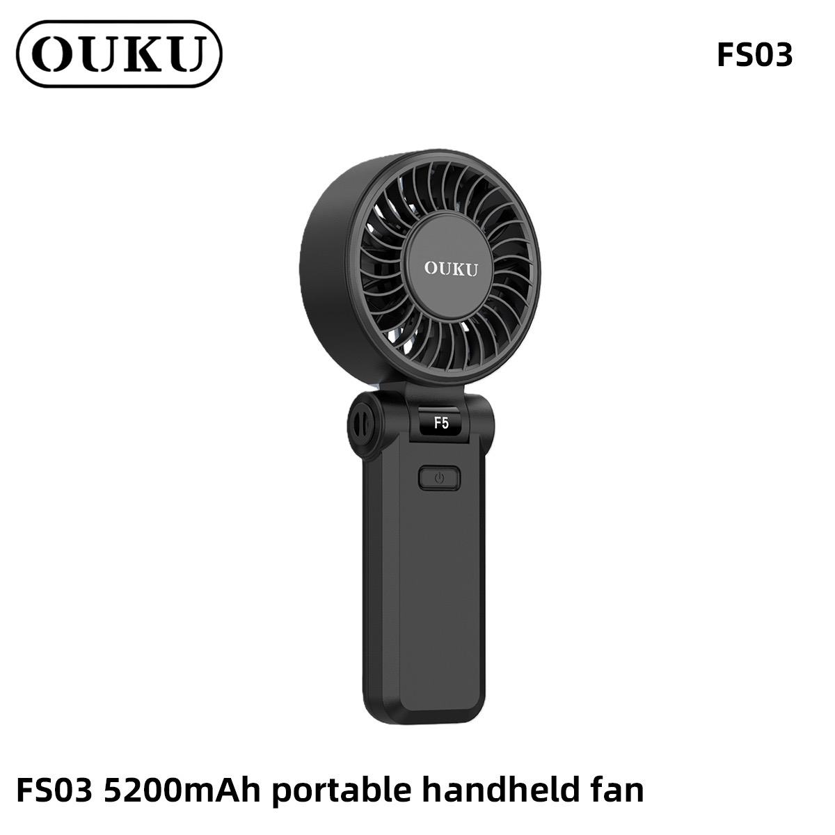 OUKU FS03 – Portable handheld fan พัดลมมือถือ สีดำ