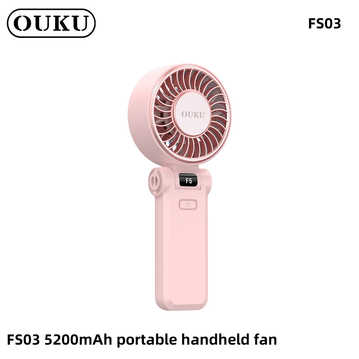OUKU FS03 – Portable handheld fan พัดลมมือถือ สีชมพู