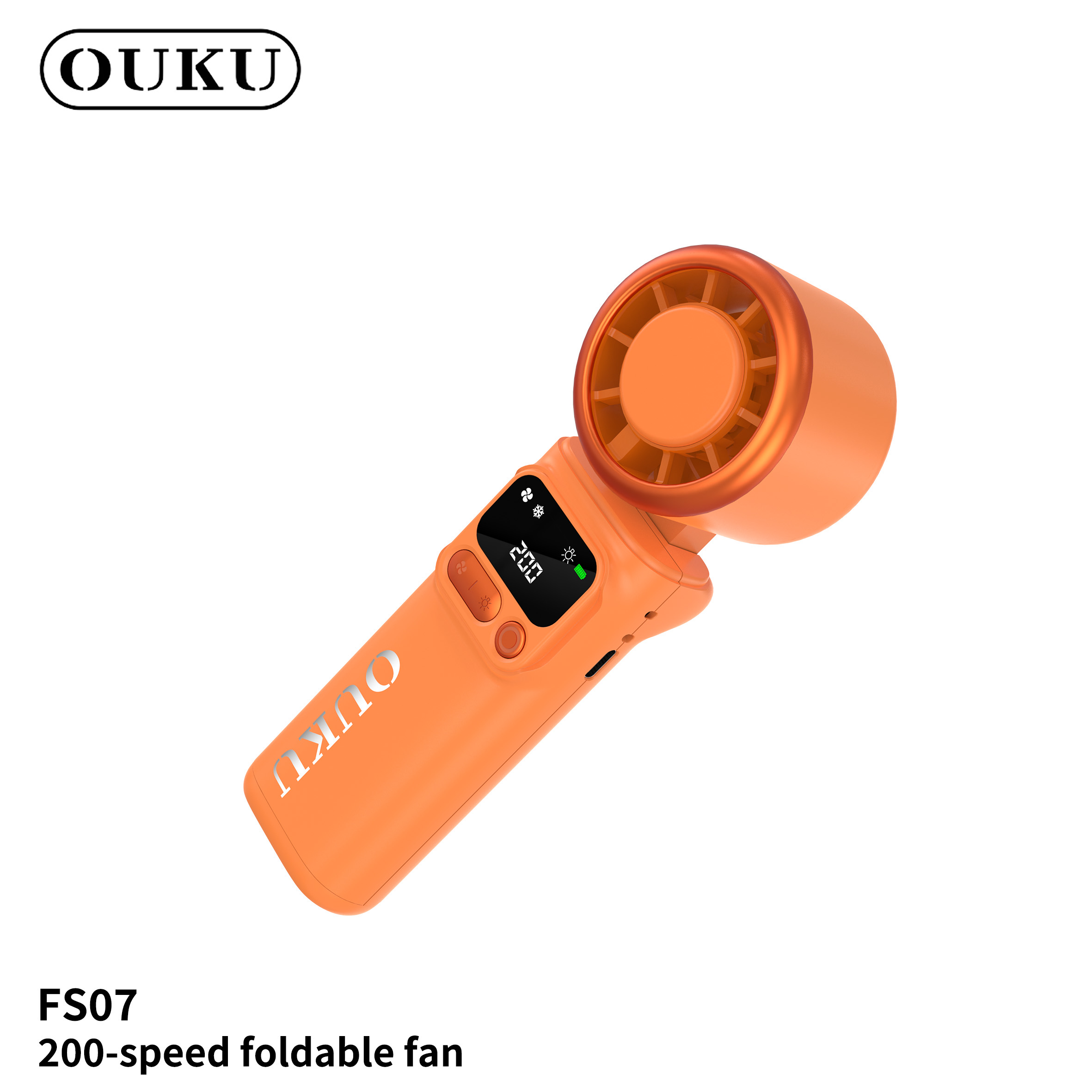 OUKU FS07 – Portable handheld fan พัดลมมือถือ สีส้ม
